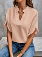 Élodie| V-Neck Cap Sleeve Blouse