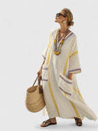 Liora Elegant Maxi Dress in beige yellow