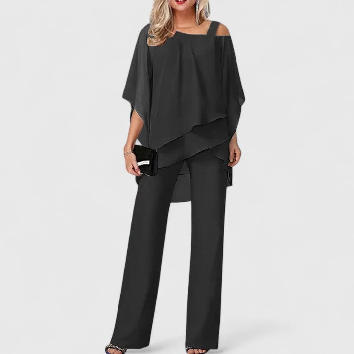 Aurelia Two-Piece Pant Set in Black