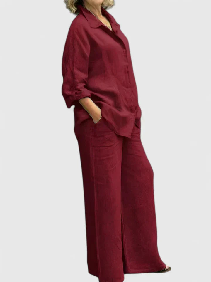 Marisol Relaxed Two-Piece Set Burgundy