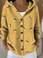 Aurelia Button Hooded Sweater in Yellow