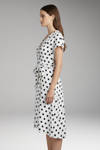 Chic Women's V-Neck Short-Sleeve Dress with Polka Dot Print