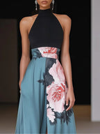 Seraphina | Black Floral Sleeveless A-Line Maxi Dress