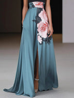 Seraphina | Black Floral Sleeveless A-Line Maxi Dress