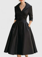 Solène Elegant Midi Dress Black