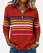 Marlowe | Rainbow Striped Zip-Up Sweatshirt