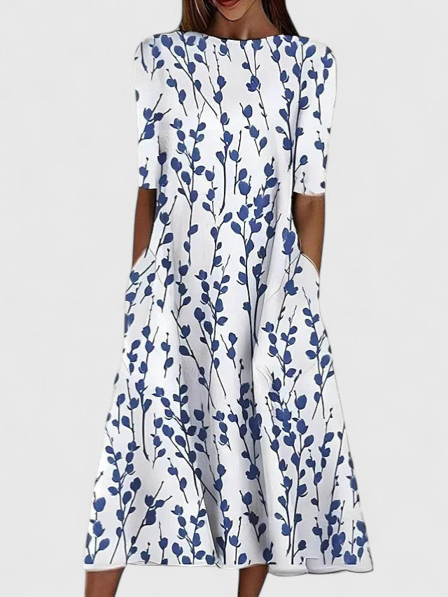 Seraphina Sophisticated Midi Dress in blue