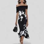 Lumiere Elegant Midi Dress - Black