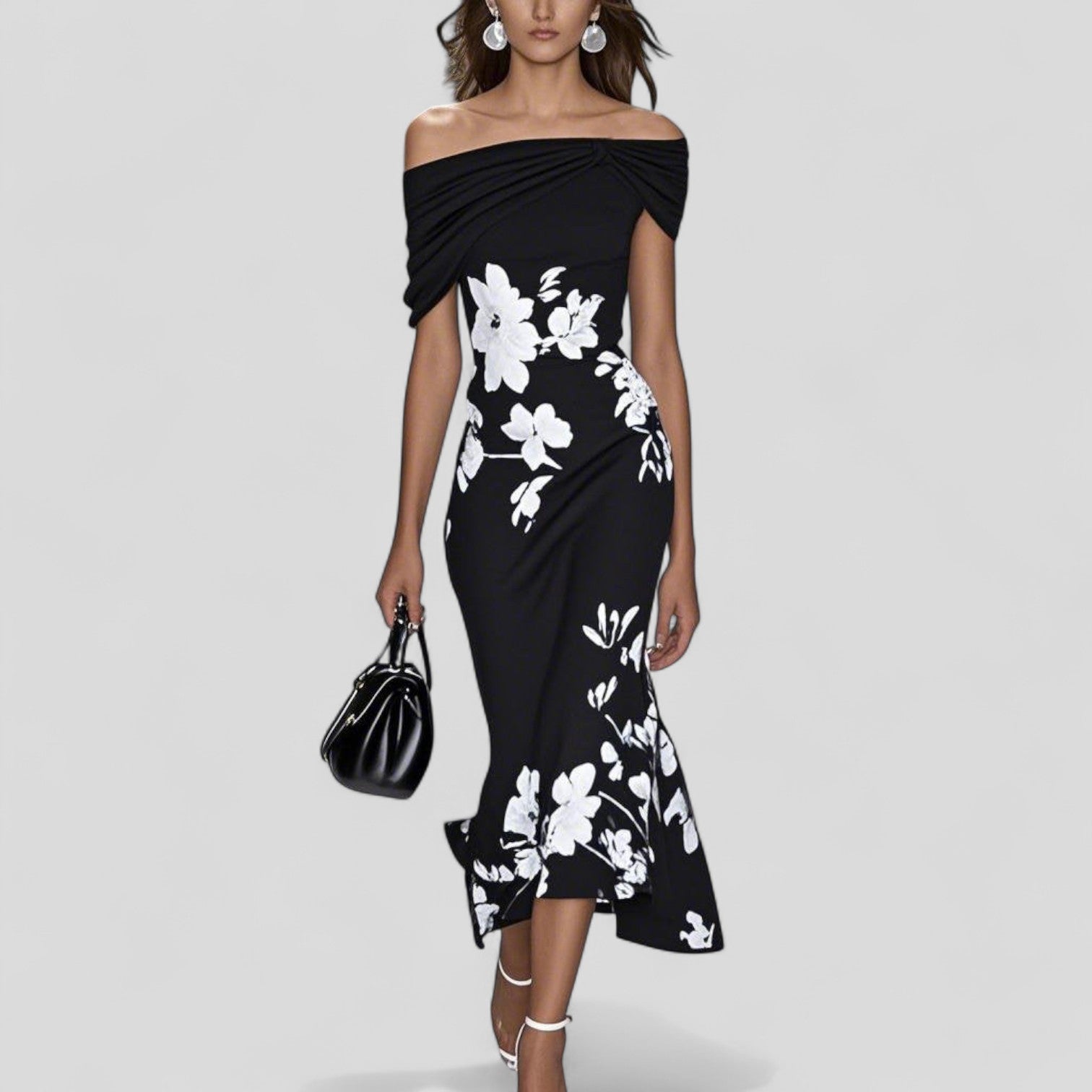 Lumiere Elegant Midi Dress - Black