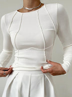 Basic Piping Long Sleeve Top front view