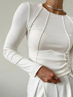Basic Piping Long Sleeve Top piping detail