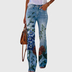 Flora Wide-Leg Floral Pants Red Flower 2