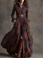 Shirt dress in dark brown