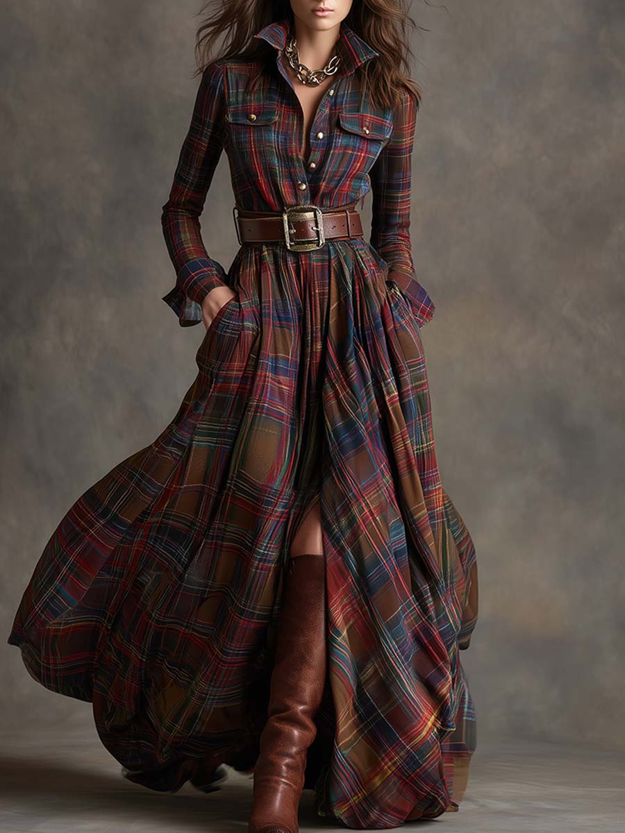 Shirt dress in dark brown