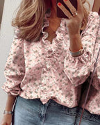 Beverly | Women's Ruffle V-Neck Long Sleeve Blouse