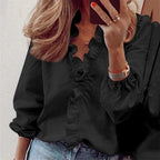 Beverly | Women's Ruffle V-Neck Long Sleeve Blouse