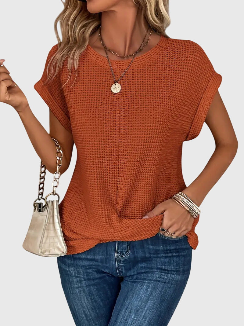 Colette Crew Neck Blouse in orange