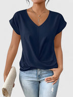Vivienne V-Neck Top Marine Blue