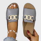 Brielle Comfy Buckle Sandals Gray