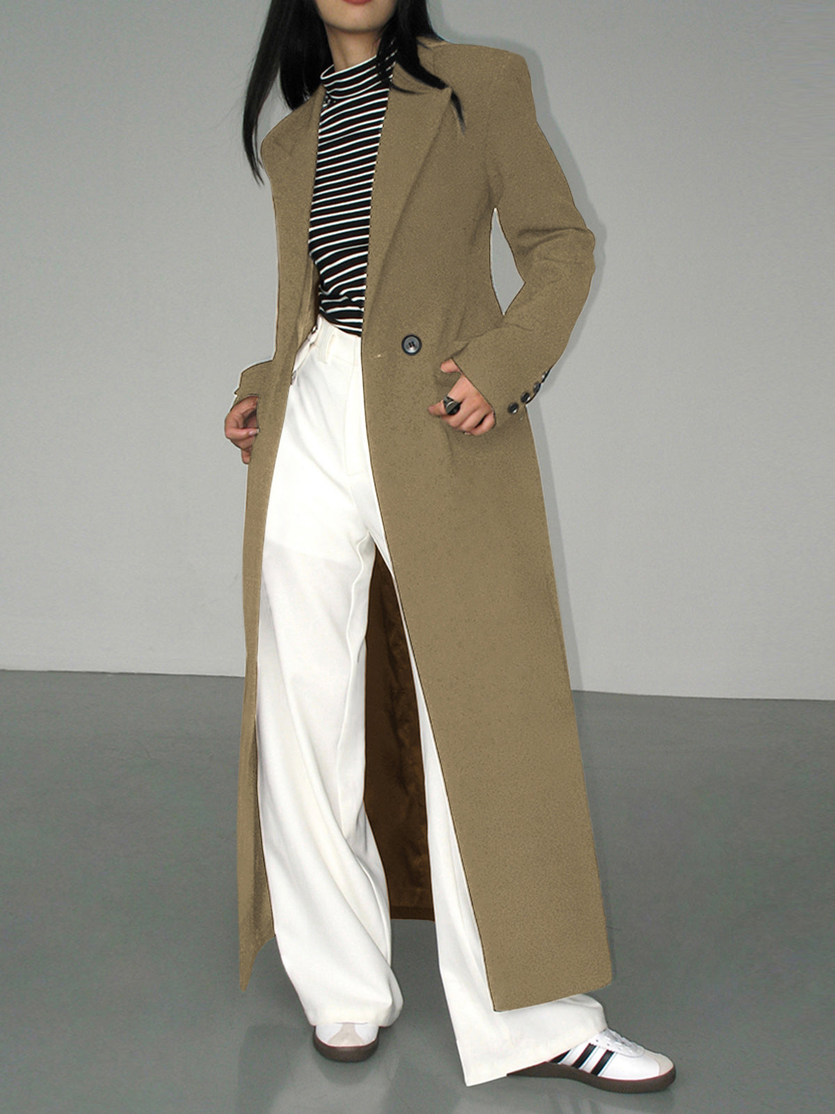 Collar Pocket Blazer Coat in Khaki