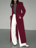 Collar Pocket Blazer Coat in Burgundy
