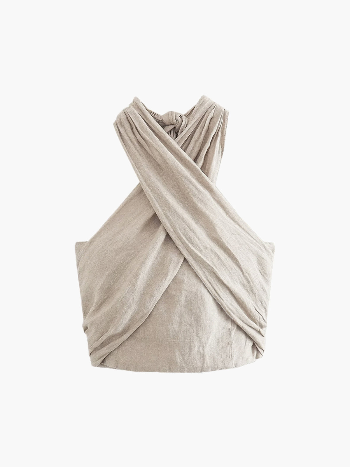 Crisscross halter tank top detail