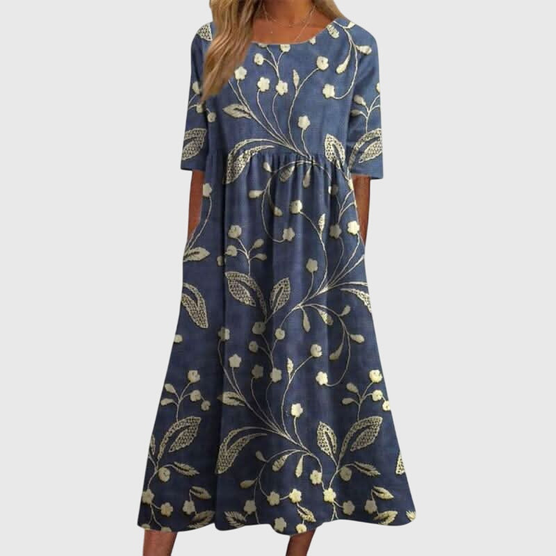 Celeste Flattering Dress Navy Blue