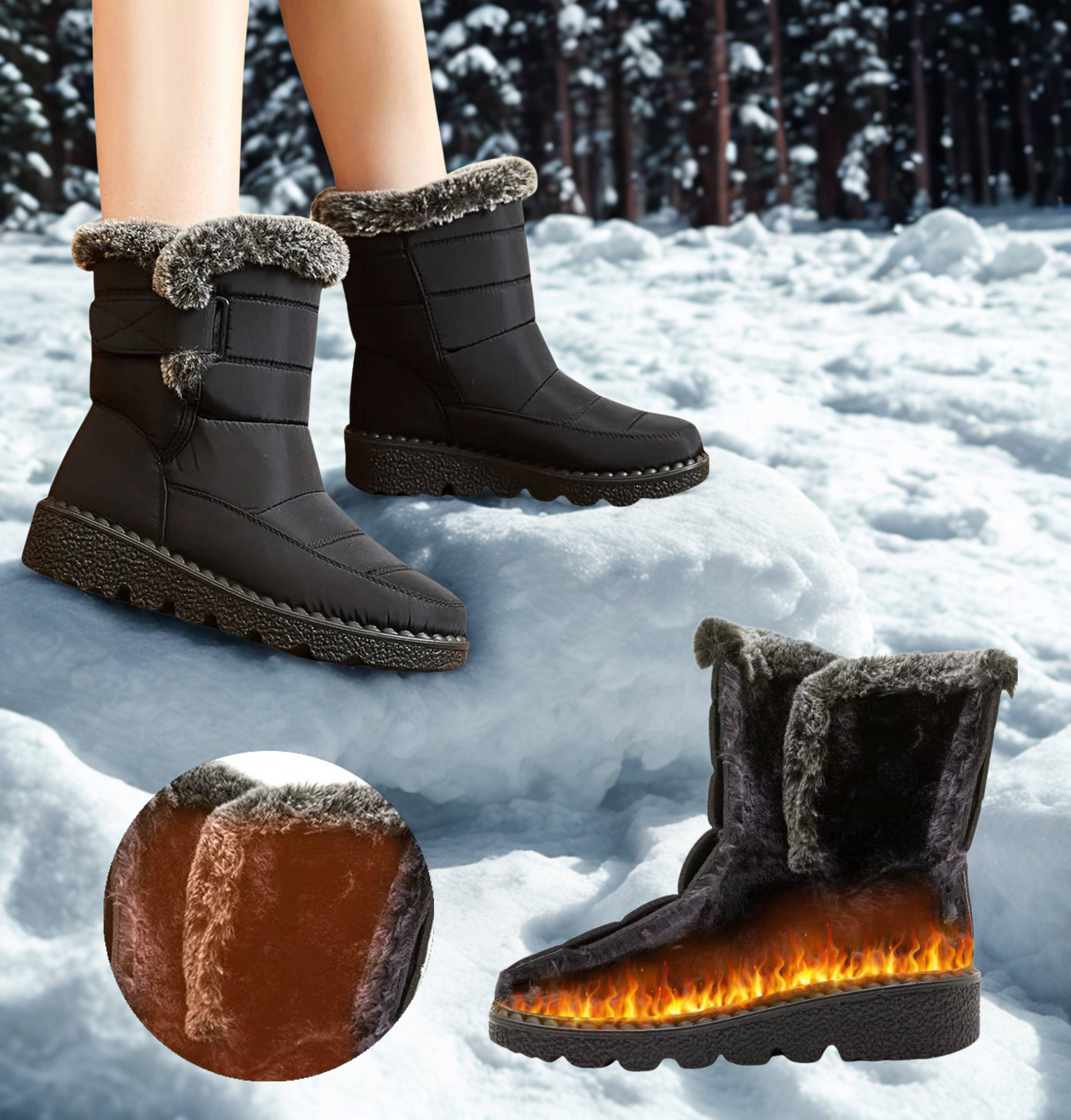 Black snow boots