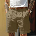 Pleated Shorts Army Green