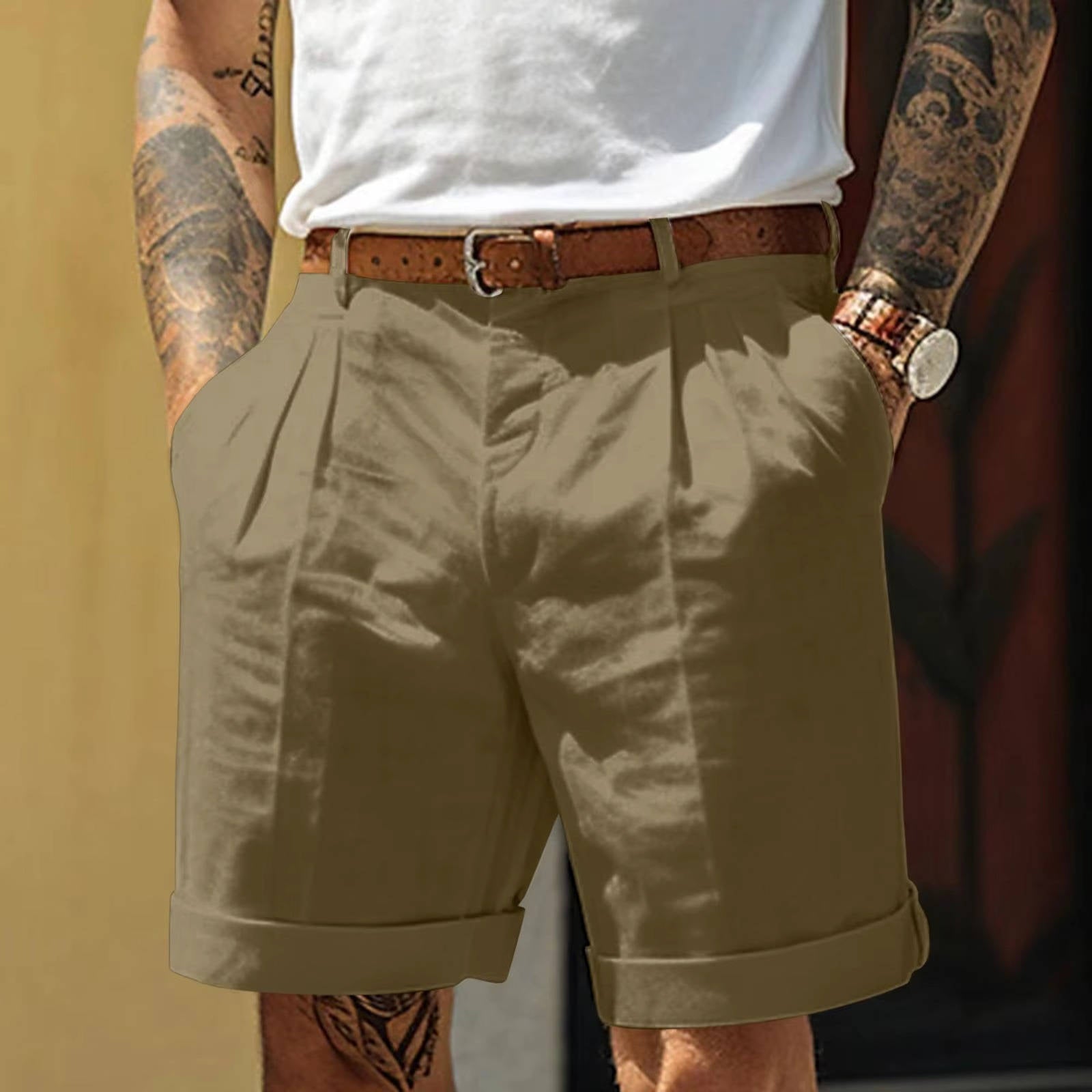 Pleated Shorts Army Green