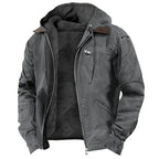 Gray hooded fleece jacket