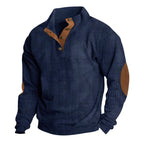 Mens Classic Button Neck Pullover Sweater in navy blue