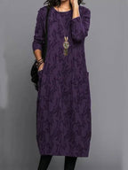 Marguerite | Long Sleeve Floral Midi Dress with Pockets