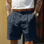 Pleated Shorts Navy