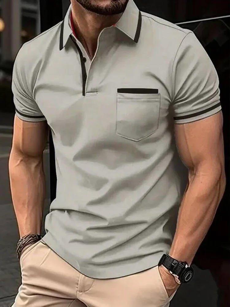 Men's Short Sleeve Polo Shirt - Light Gray