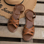 Women's Tan Leather Strappy Sandals