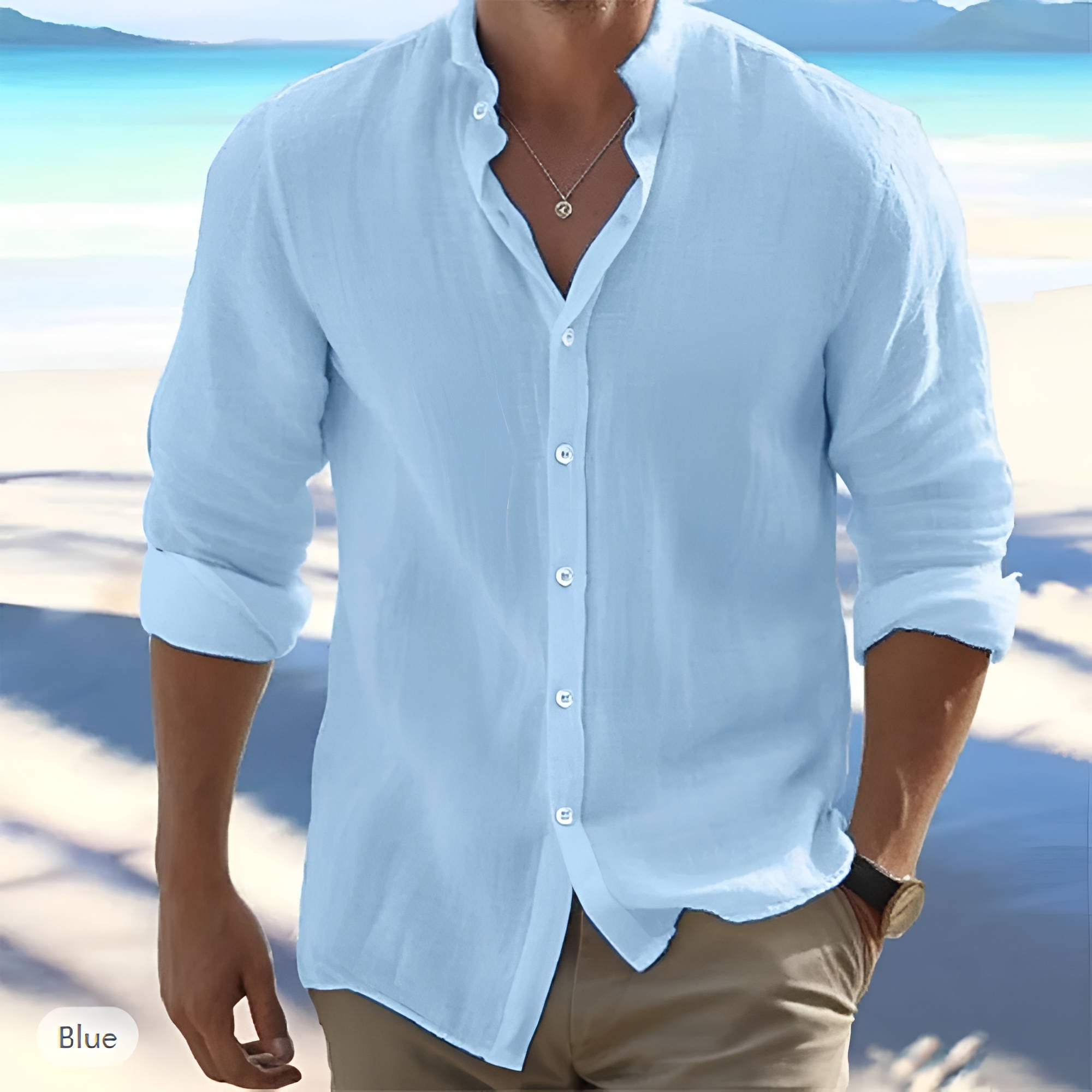 Cotton summer shirt blue
