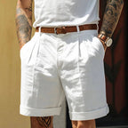 Pleated Shorts White