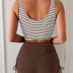 Women's 2 Piece High Waisted Tankini Swimsuit, Twist Front Set with Tie Side Bottoms