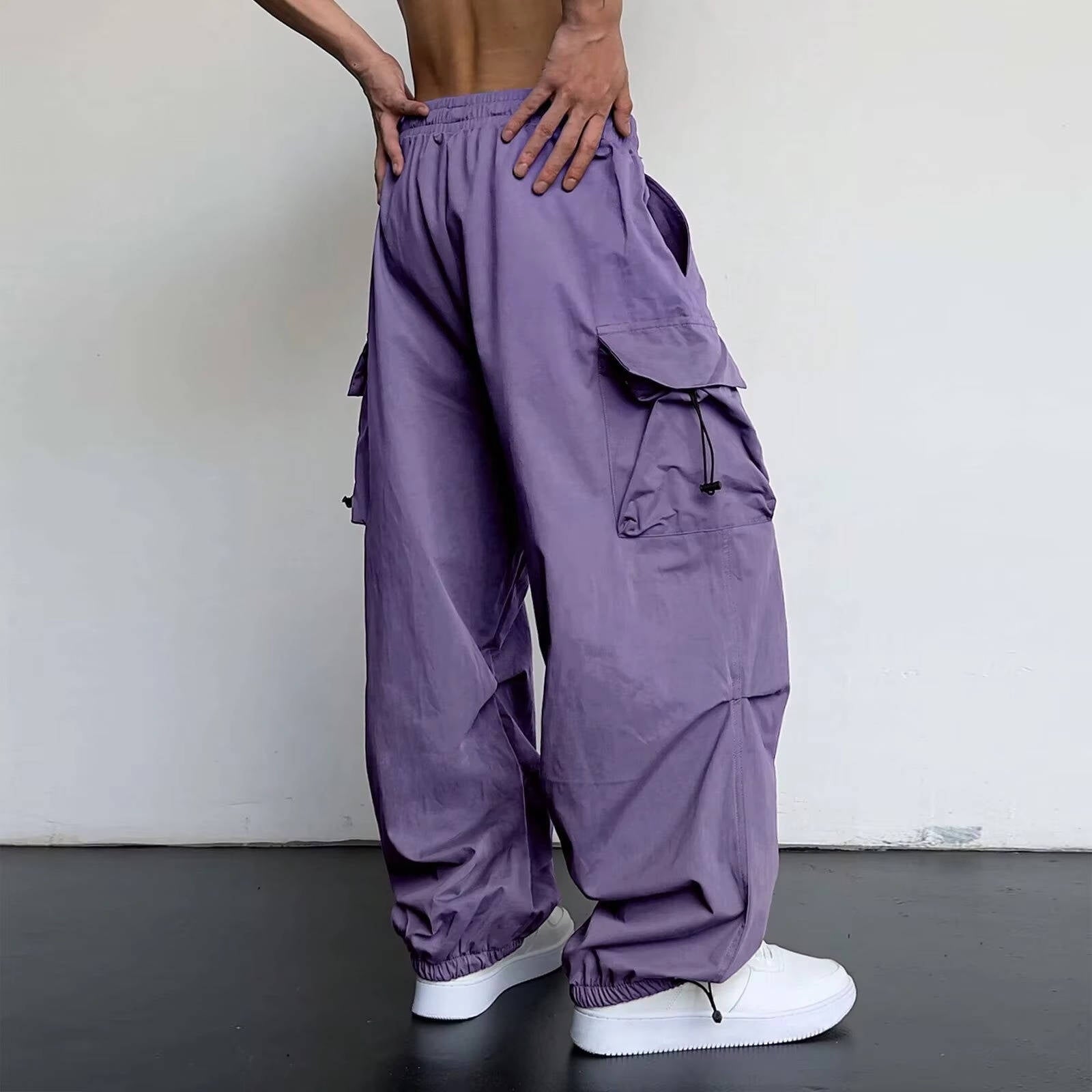 Men's Baggy Cargo Pants Purple