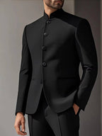 Men's Nehru collar suit in black