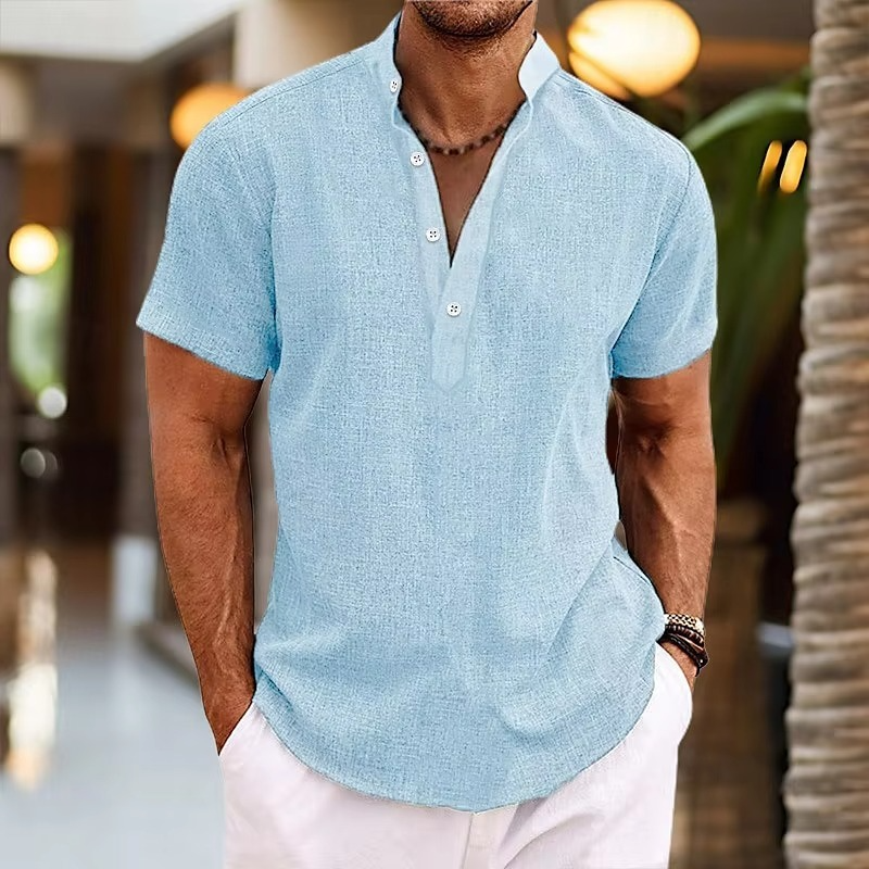 Men's Short Sleeve Henley Shirt