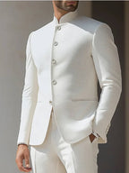 Men's Nehru collar suit in white