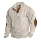 Mens Classic Button Neck Pullover Sweater in apricot