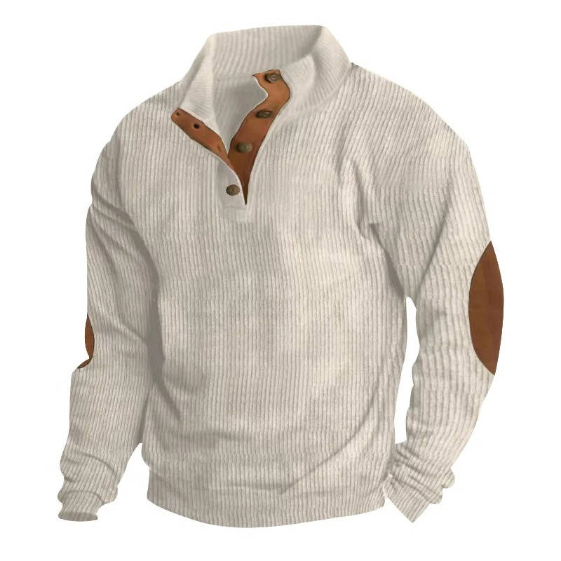 Mens Classic Button Neck Pullover Sweater in apricot