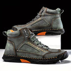 Men's Leather Hiking Boots - Green