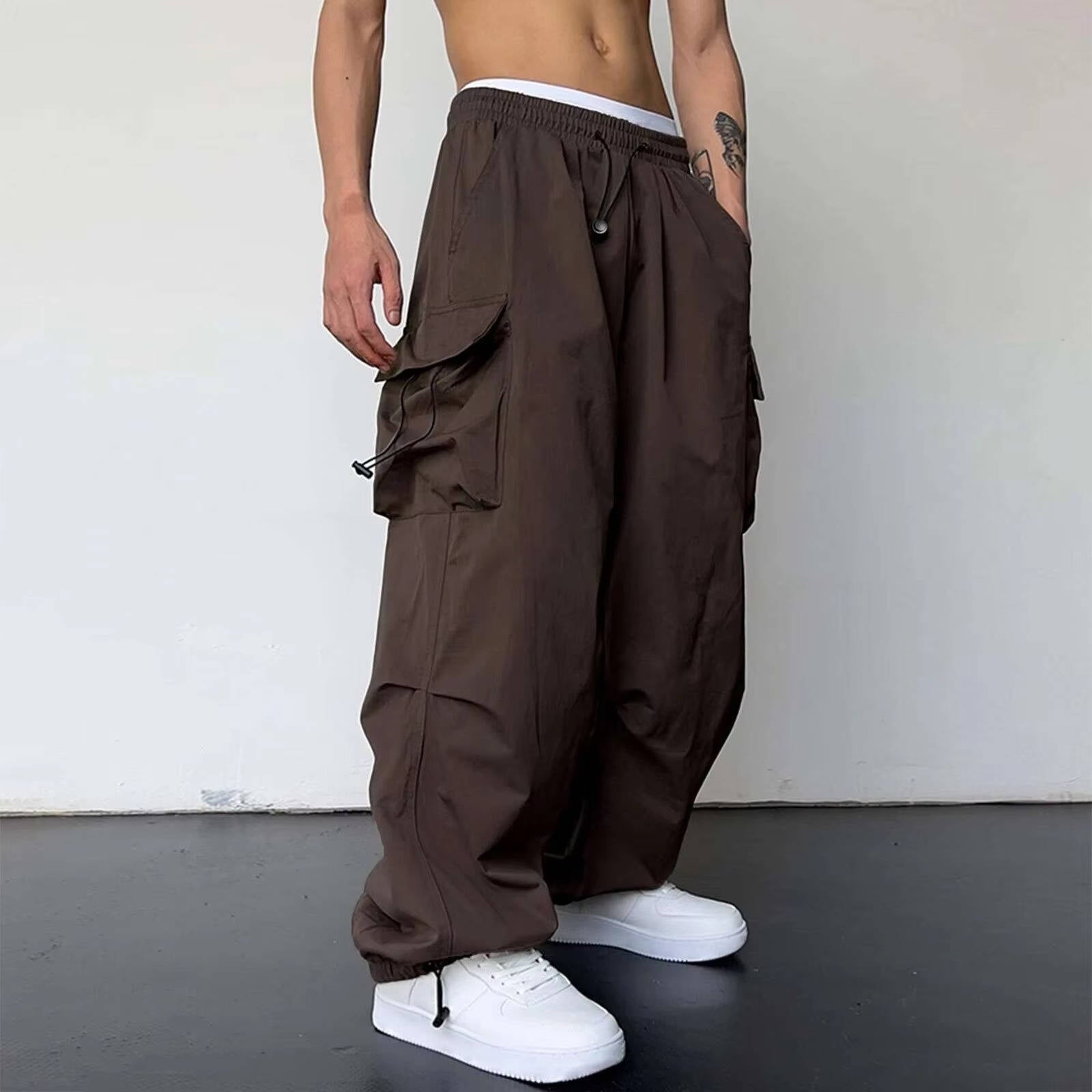 Men's Baggy Cargo Pants Brown