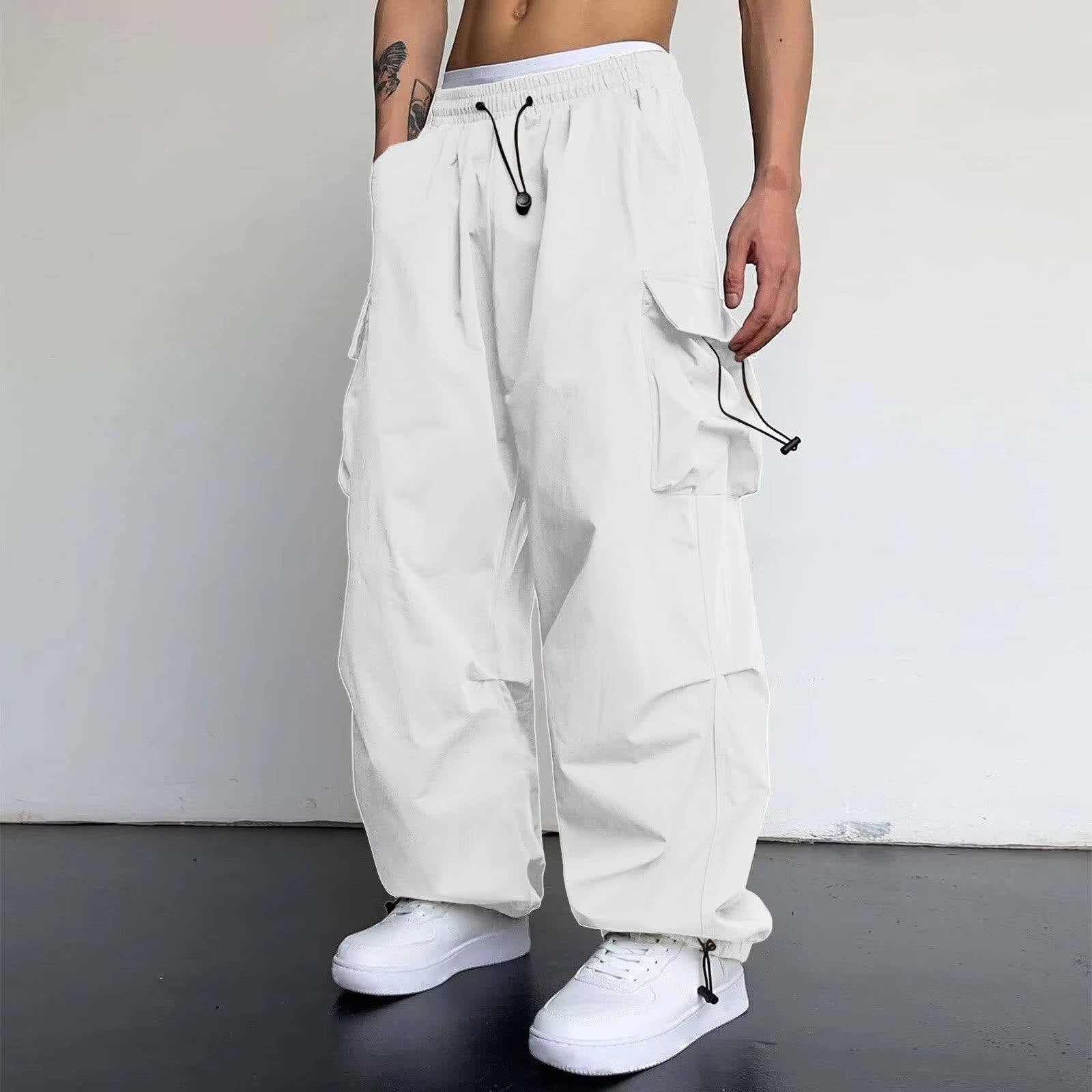 Men's Baggy Cargo Pants White