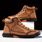 Men's Leather Hiking Boots - Gold