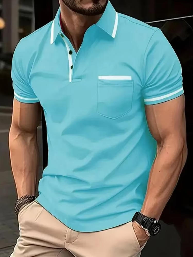 Men's Short Sleeve Polo Shirt - Lake Blue